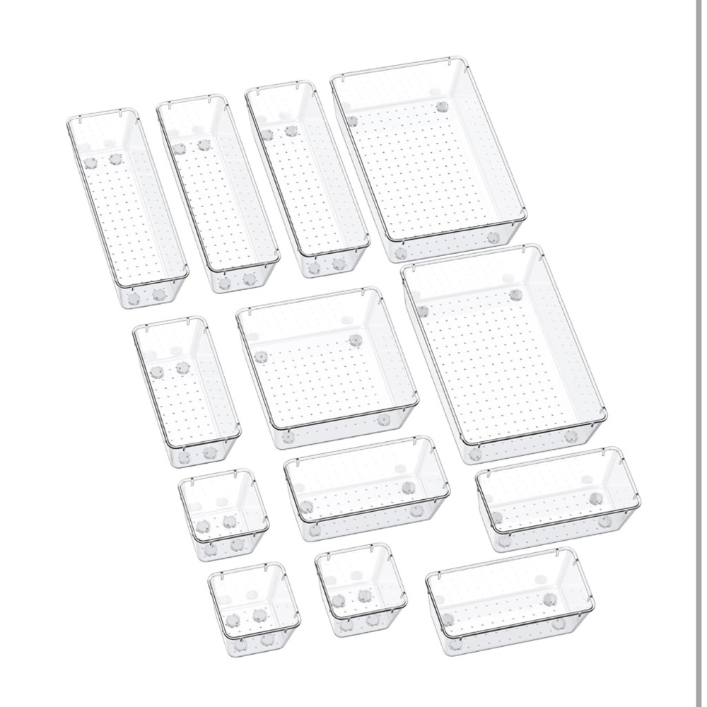Clear Plastic Storage Bin Set - Multi-Size Organizer
